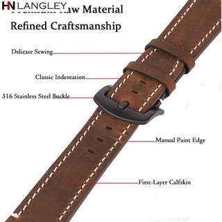 Dây đồng hồ da thật 18-24mm, da bò lớp trên, kiểu mờ mờ, phù hợp nam nữ, cho đồng hồ cơ/thạch anh, phong cách kinh doanh cổ điển