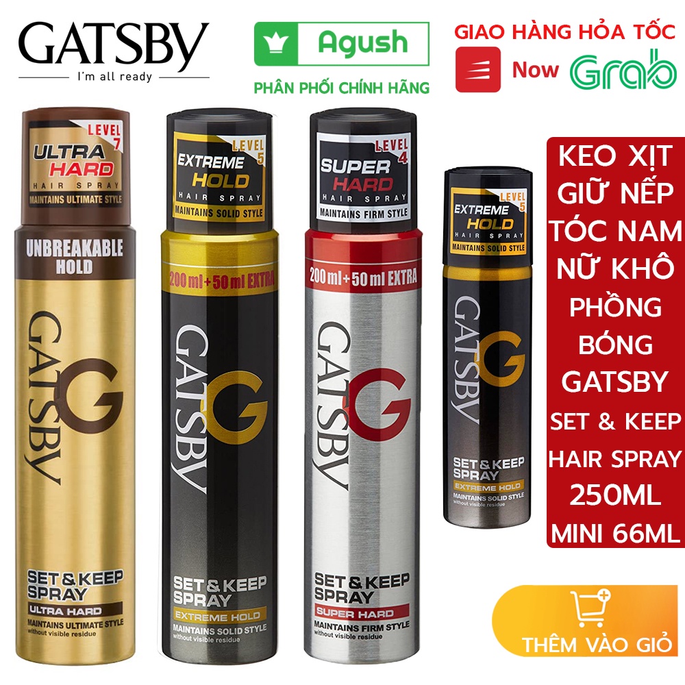 Keo xịt tóc nam nữ thơm giữ nếp lâu chính hãng nhật bản Gatsby Hair Spray chai 250ml lọ mini 66ml không bết dính giá rẻ