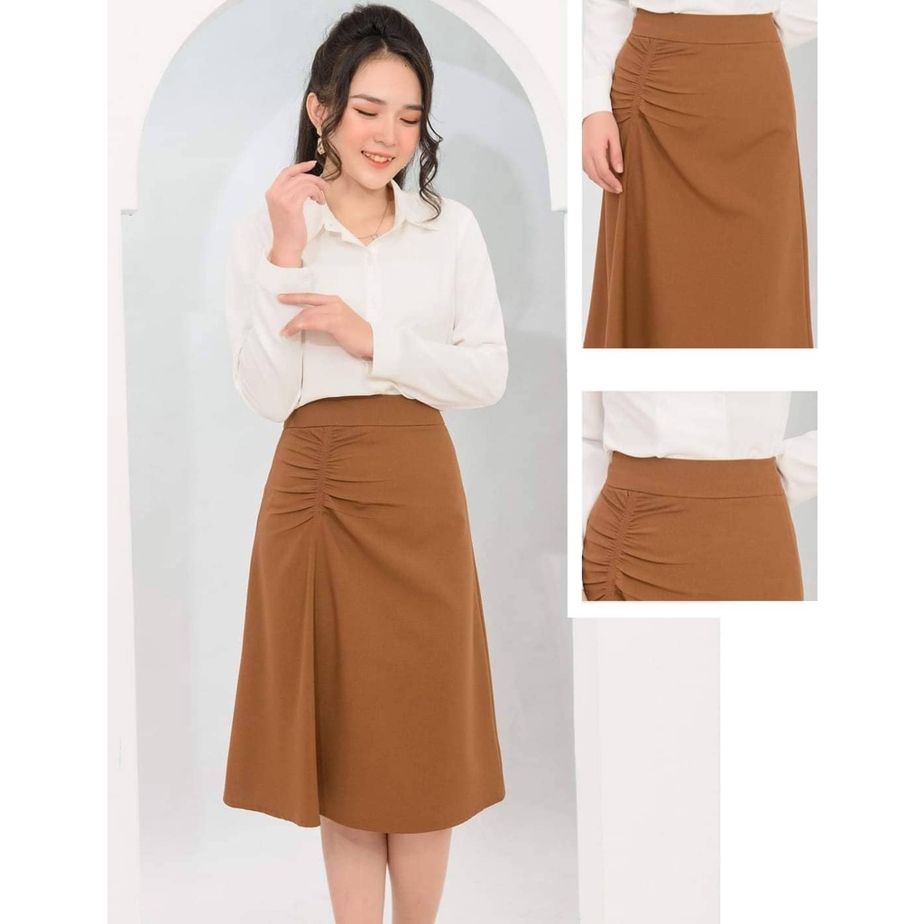 chân váy chữ A phối nhúm, chân váy dáng ngắn thời trang