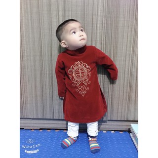 Áo dài nhung đỏ mặc TẾT cho bé trai ( không kèm quần ) Phương Kid