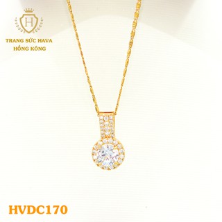 Dây Chuyền, Vòng Cổ Nữ Mặt Đính Đá Màu Trắng Xi Mạ Vàng Non Cao Cấp - Trang Sức Hava Hong Kong
