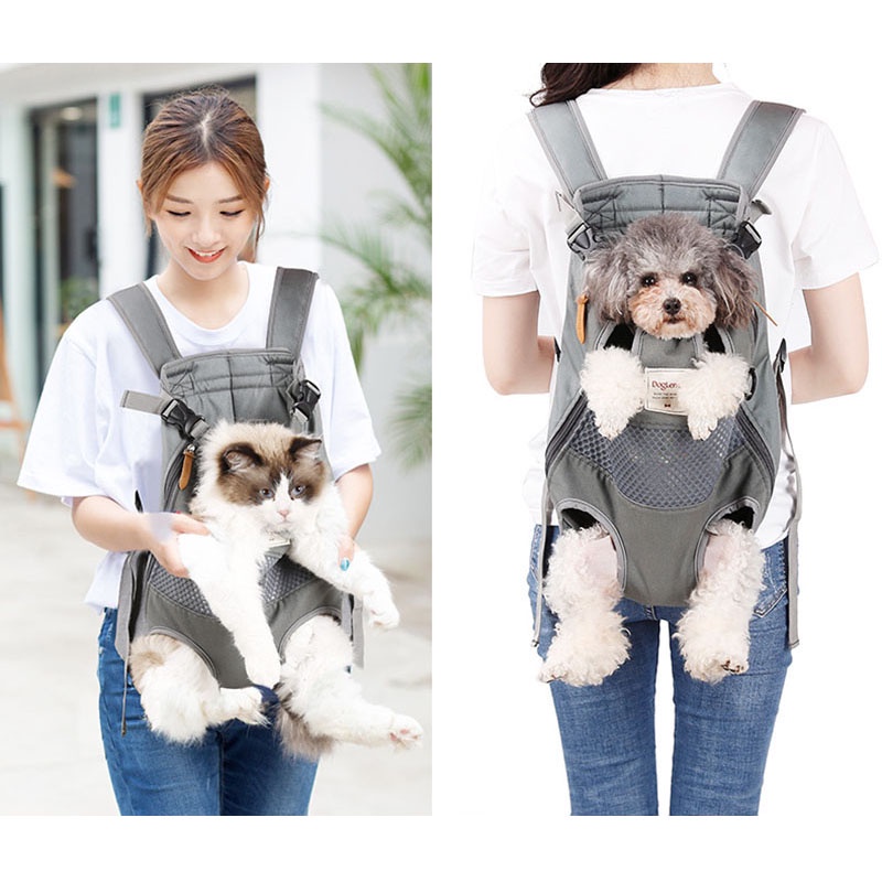 HamshMoc Ba lô vận chuyển phía trước cho chó dành cho chó nhỏ Mèo chân ra ngoài Pet Carrier Sling Ba lô để đi du lịch đi bộ đường dài