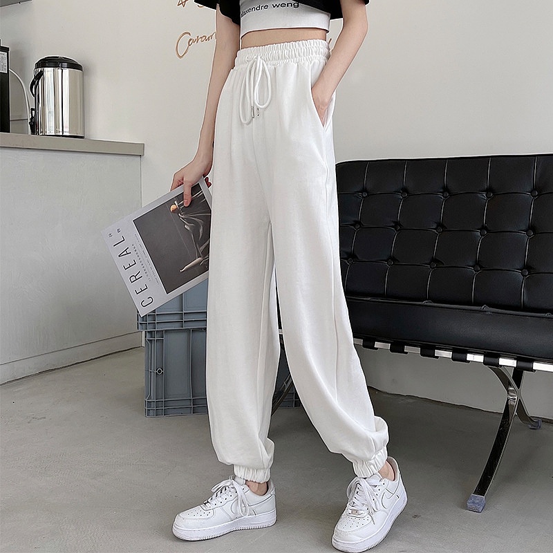 Quần jogger ống rộng bo gấu thể thao chất tổ ong phong cách ulzzang 155