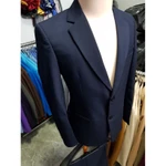 Áo blazer nam 2 nút màu xanh đen đậm chất liệu vitex mềm mịn co giãn nhẹ tặng cà vạt sọc xanh và hộp đựng làm quà — ảnh 2