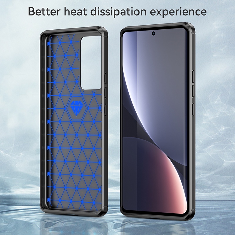 Dành cho Xiaomi 12 / 12 Pro Kết cấu chải siêu mỏng Vỏ TPU mềm chống sốc