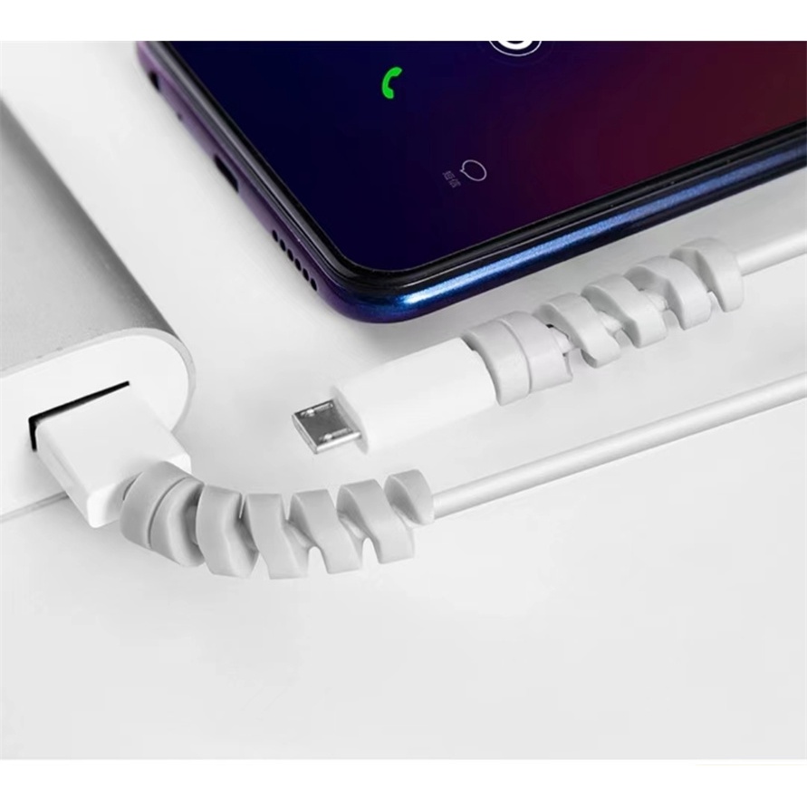 Thích hợp cho cáp dữ liệu xoắn ốc Iphone / Android Bộ sạc tay áo bảo vệ sáng tạo / Cuộn dây tai nghe