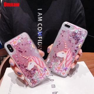 Vỏ Kỳ Lân Cho OPPO A57 A77 2022 A96 4G A76 4G A54 A94 4G A53 A33 A32 2020 A15 A15S Ốp Lưng Quicksand Liquid Unicorn Flamingo Lấp Lánh Bling Phim Hoạt Hình