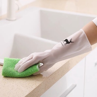Găng Tay Cao Su Rửa Bát Con Hươu Ngắn, Găng Tay Siêu Dai Làm Bếp Cam Homeware