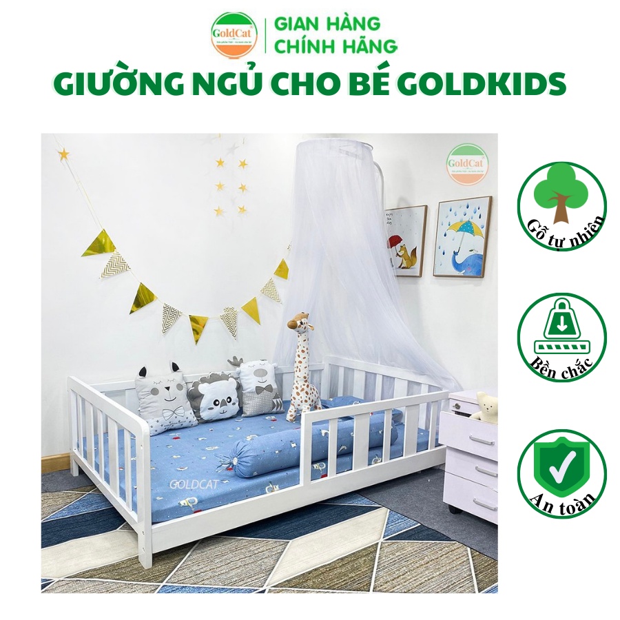 Mô tả Giường Gỗ GOLDCAT Cho Trẻ Từ 2-15 Tuổi Phong Cách Hàn Quốc, Trọng Tải Tối Đa 180kg, Gỗ Quế An Toàn - 1