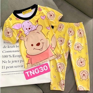 [7-12kg] Đồ bộ tay ngắn quần dài chất thun lạnh họa tiết đáng yêu size nhí