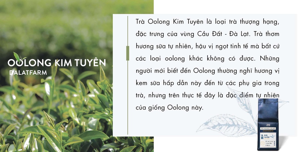 Mô tả Trà Oolong Kim Tuyên Cầu Đất Dalat Farm - Túi Thiếc 100Gr - 1