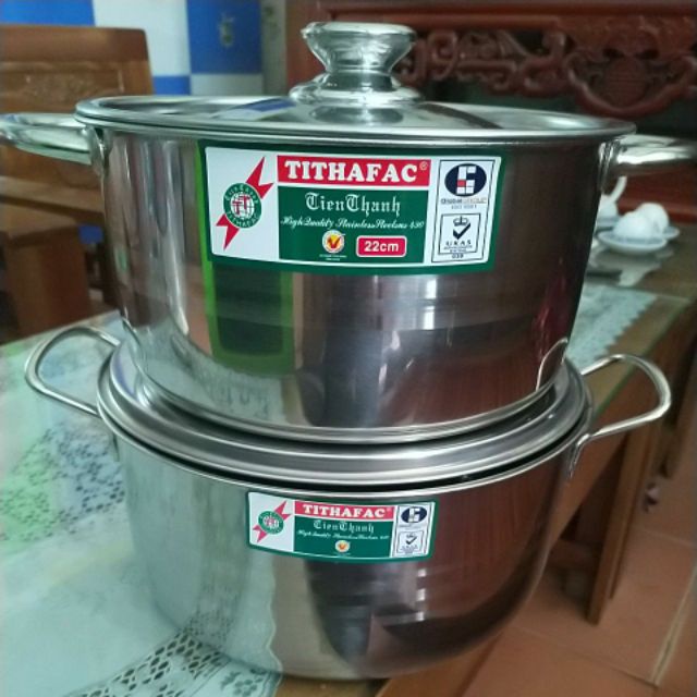 Nồi cao cấp inox Tithafac sử dụng được bếp từ,bếp ga,hồng ngoại nồi dày dặn  (24_32cm)