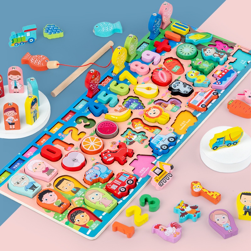Đồ chơi bộ bảng Số Câu Cá Thông Minh Montessori, Ghép Hình Đa Năng Giúp Bé Phát Triển Tư Duy Sớm