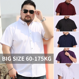 Áo Sơ Mi Tay Ngắn Màu Trơn Cỡ Lớn L-10XL Thời Trang Mùa Hè Cho Nam