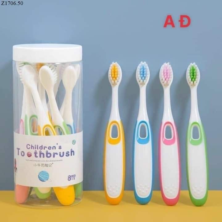 Hộp 8 Bàn Chải Đánh Răng TOOTH BRUSH Cho Bé 2, 3, 4, 5, 6, 10 Tổi Lông Tơ Mềm Chống Đau Răng Tay Cầm Cao Su Chắc Chắn