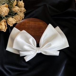 Kẹp tóc hình nơ Satin màu trắng thanh lịch thời trang cho cô dâu