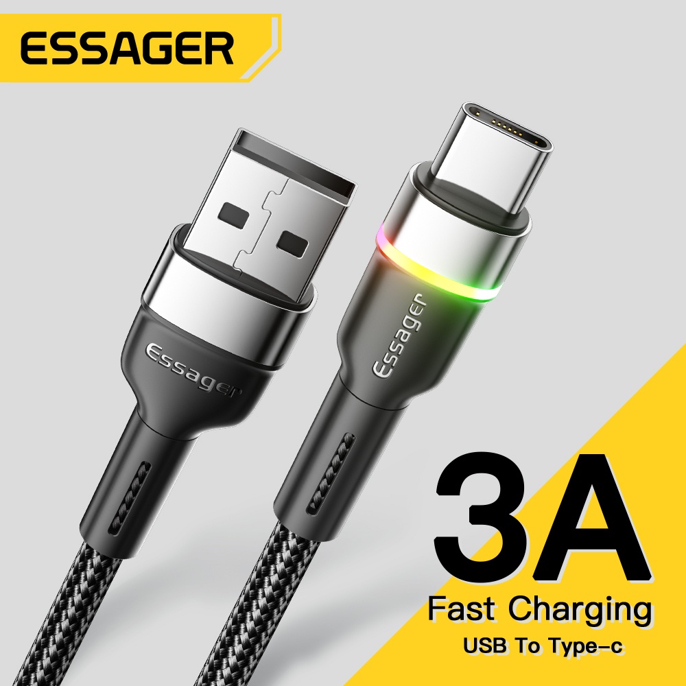 Dây cáp sạc nhanh Essager USB Type C 3A chất lượng cao cho điện thoại Xiaomi Redmi Mate Samsung

