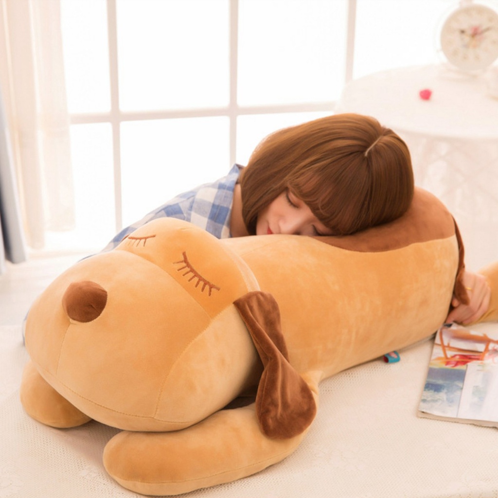 Gấu Bông, Gối Ôm Gấu Ôm Chó Nằm Tai Dài Size 1M2 Hàng Bông Gòn Đẹp Babi Mama G42