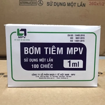 Hộp 100 Bơm tiêm MPV 1ml 25G 26G 13mm xilanh 1cc tiết kiệm tinh chất tiêm cá hồi căng bóng prp lắp đầu kim meso