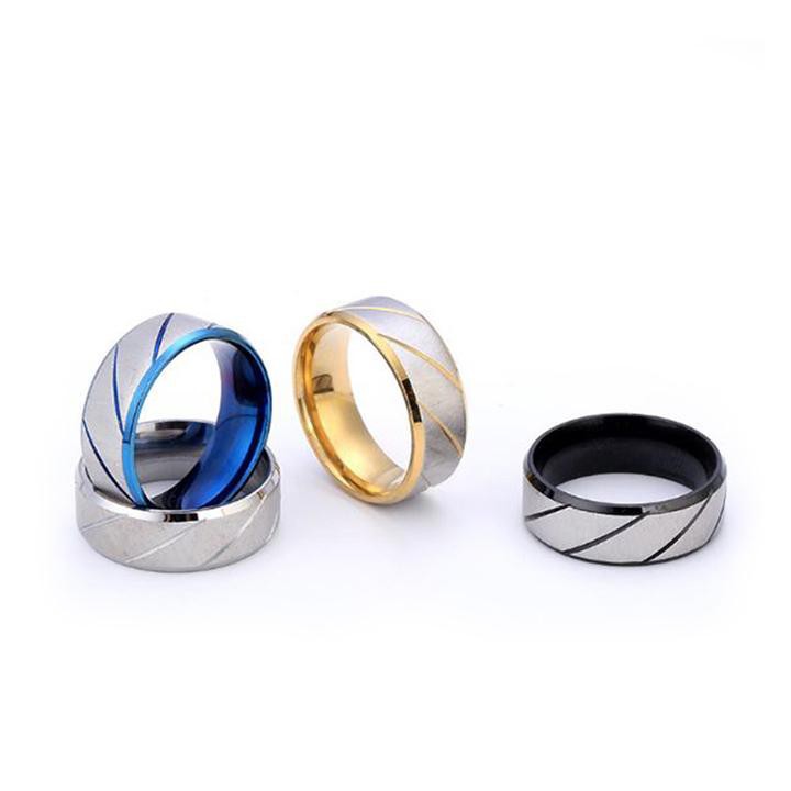 Nhẫn inox nam sọc xéo nhiều màu thép không gỉ