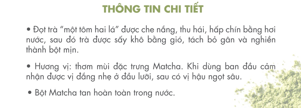 Mô tả Bột Matcha Trà Xanh Dalat Farm - Hộp 110Gr - 3