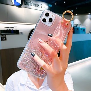 Iphone 13 12 11 Pro Max 12 13 11 ProMax Silicone Clear Cover Case Dây đeo cổ tay Bling Long lanh Vỏ điện thoại L02