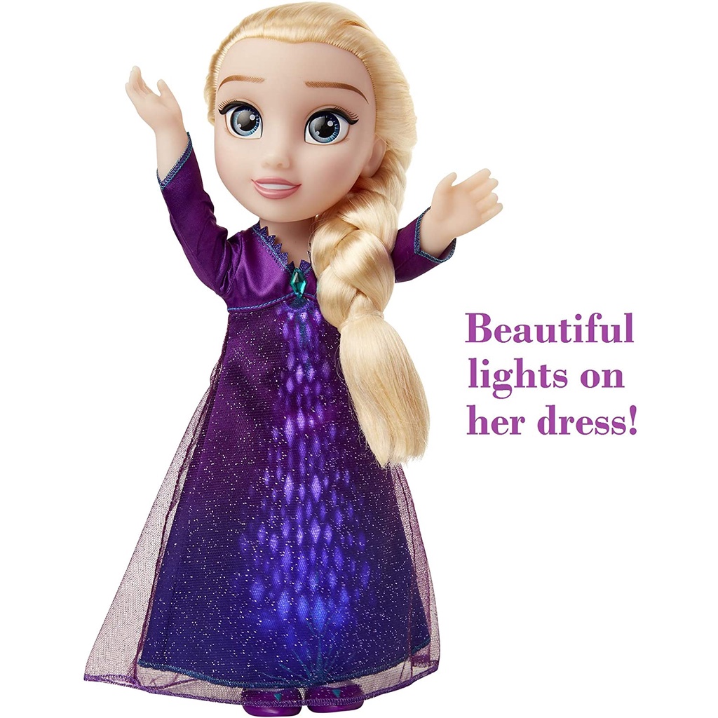 Búp bê âm nhạc Disney Frozen 2 Elsa Hát thành những điều chưa biết - Tính năng 14 cụm từ phim - Dress Lights Up