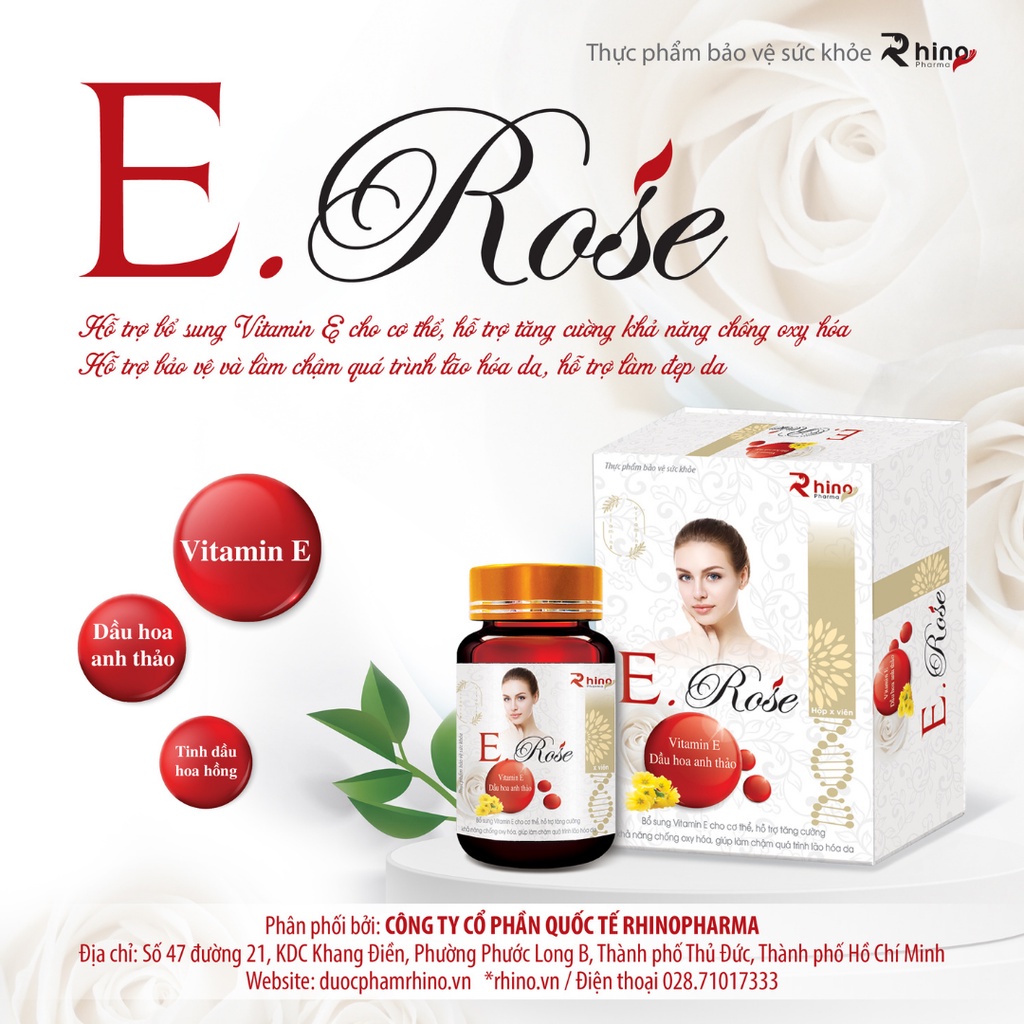 Vitamin E đỏ Rhino, nguyên liệu nhập khẩu từ Đức, hộp 30 viên - 100g ...