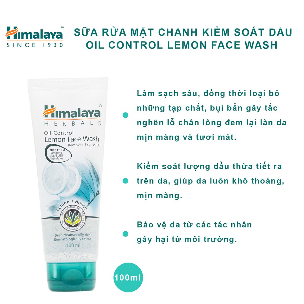 Ảnh Sữa rửa mặt chanh se khít lỗ chân lông Himalaya Oil Control Lemon Face Wash 100ml 4