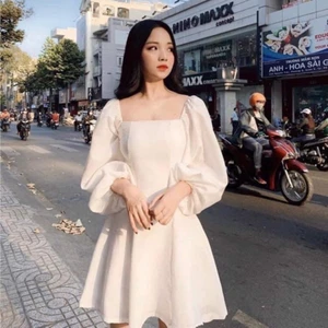 đầm trắng tiểu thư tay bồng