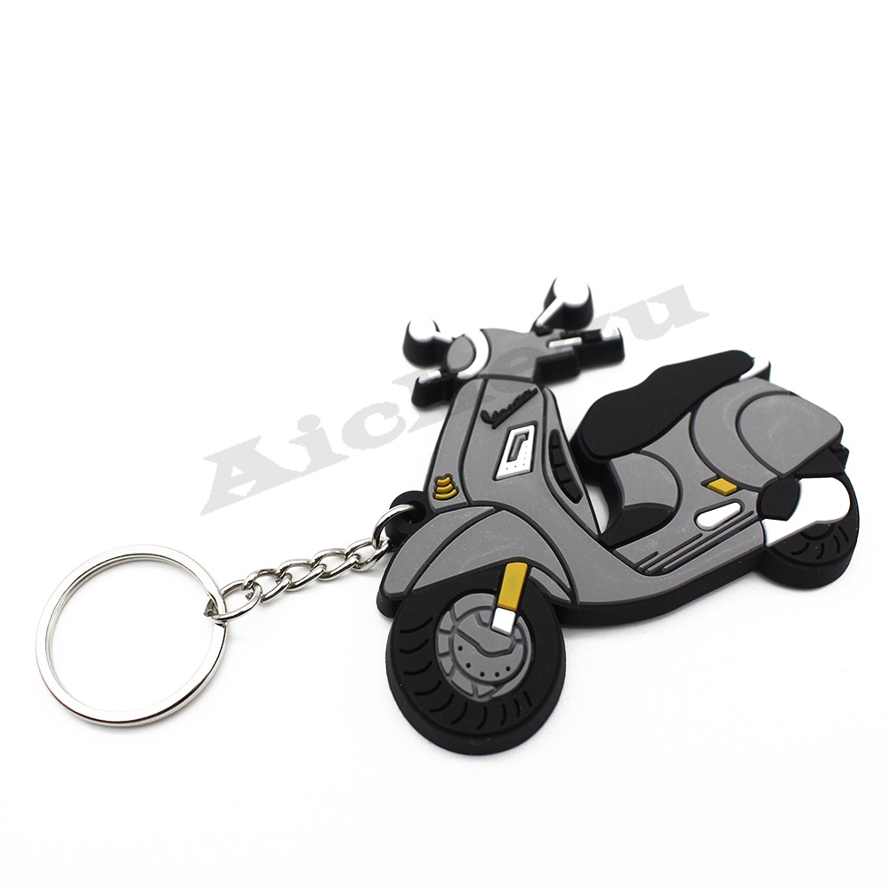 Móc chìa khóa cao su mềm 3D trang trí xe máy, móc khóa điểm bắt đầu