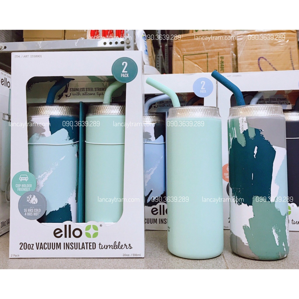 Ello Fizz 20oz Vacuum Insulated Stainless Steel Tumbler, 2-pack