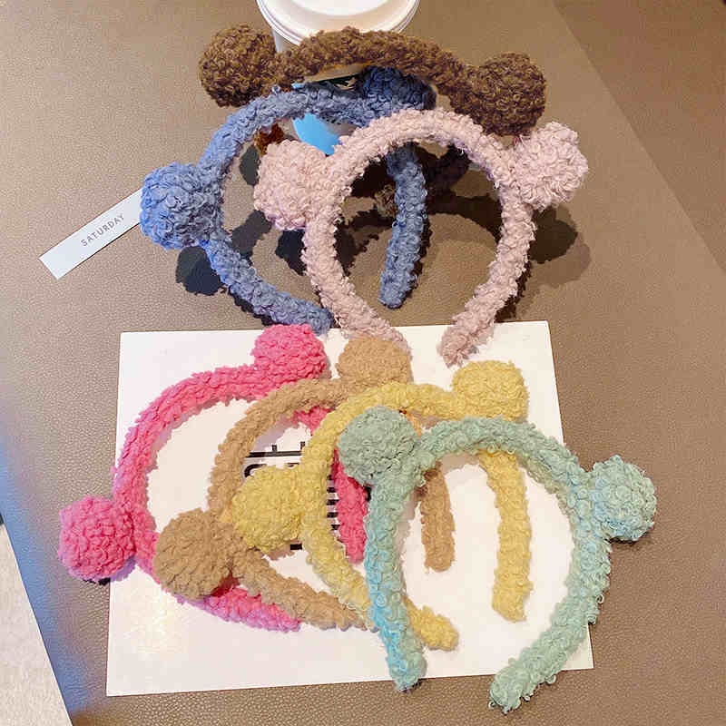 Bờm tóc cute, Bờm gấu dễ thương, Băng đô rửa mặt lông cừu nhiều màu sắc phong cách Hàn Quốc