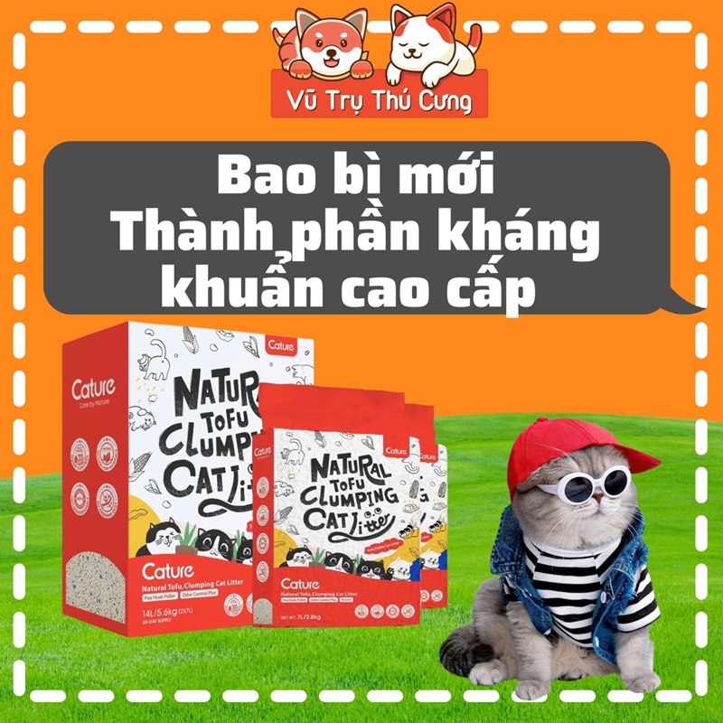 Cát đậu nành Tofu Cature hương Sữa, túi 7L (2,8Kg), Cát không bụi, khử mùi trong phòng kín