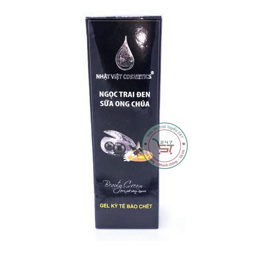 Gel tẩy tế bào chết toàn toàn thân Ngọc Trai Đen sữa ong chúa Nhật Việt 250ml (Đen)
