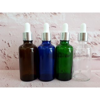 Chai Tinh Dầu 50ml Nắp Bóp Giọt Thủy Tinh Khoen Vàng Hoặc Bạc Thân Nhiều Màu Siêu Xinh