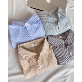 Áo sơ mi Hàn Quốc dáng rộng kẻ sọc nhiều màu Ulzzang (hàng QC) - Ảnh thật
