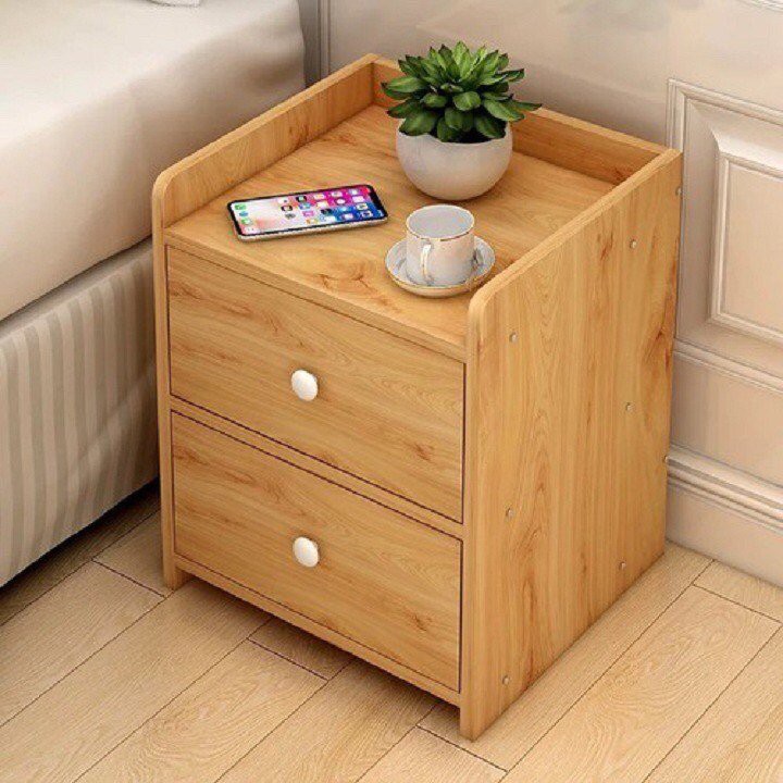 Tủ Đầu Giường Vân Gỗ Thiết Kế 2 Ngăn Kéo Gỗ MDF Nhập Khẩu Chống Trầy Xước , Cong Vênh, Chống Ẩm Công Nghệ Cao