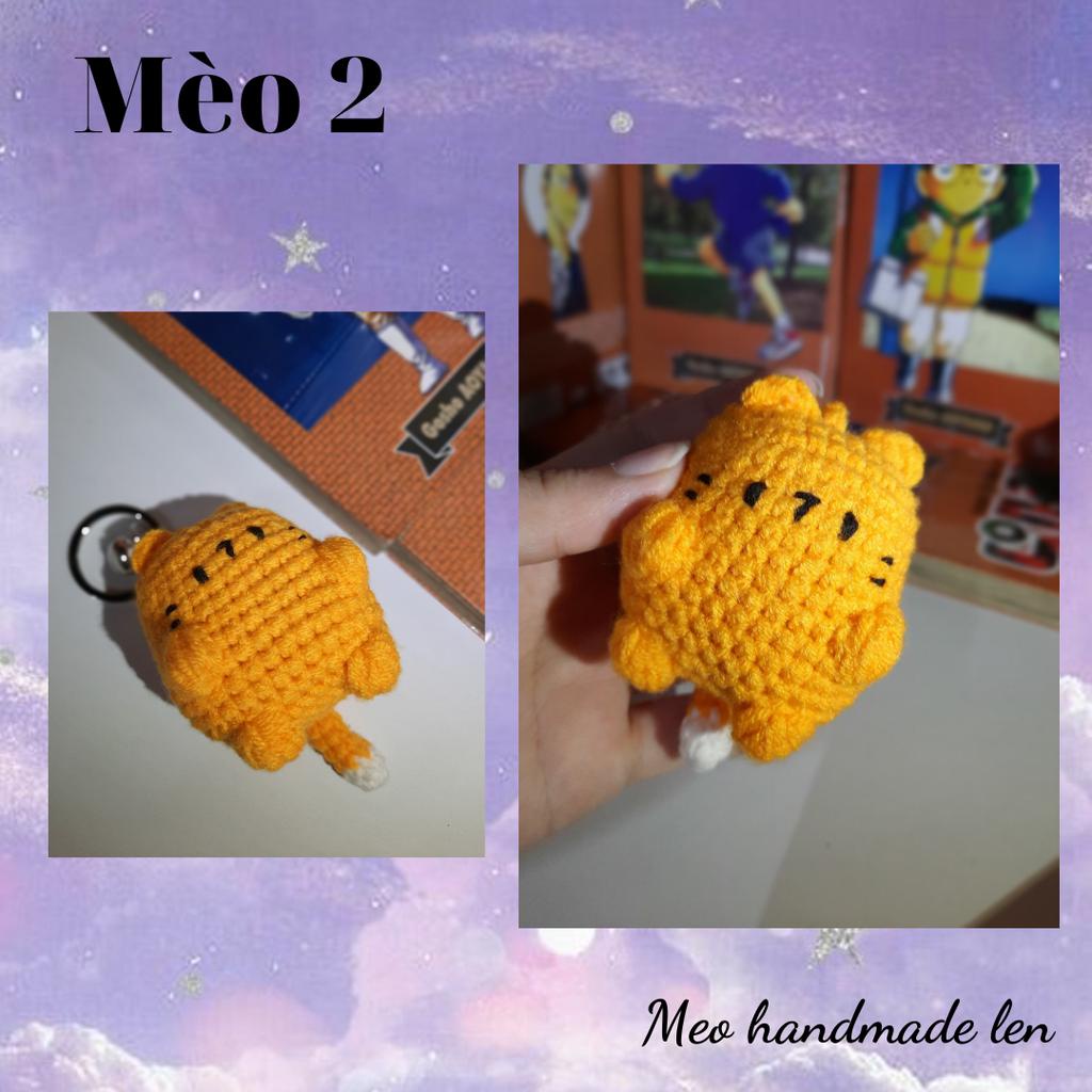 Móc khóa mèo vàng - Handmade len - Amigurumi - Crochet (có chuông)