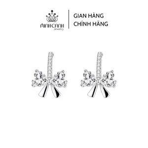 Bông Tai Bạc Nơ Đá Chốt Thẳng Minh Canh Jewelry