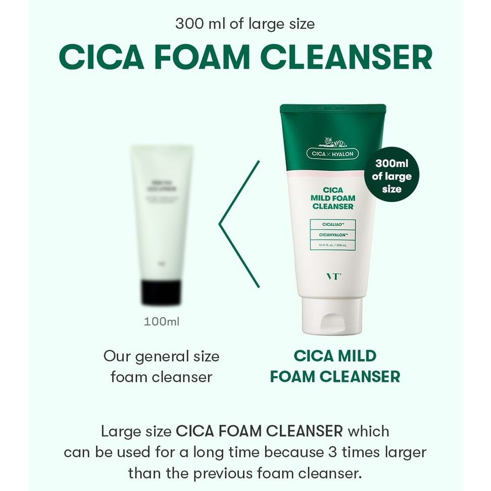 Chất lượng [VTcosmestics] Sữa Rửa Mặt AHA Cica Foaming Cleanser 300ml
