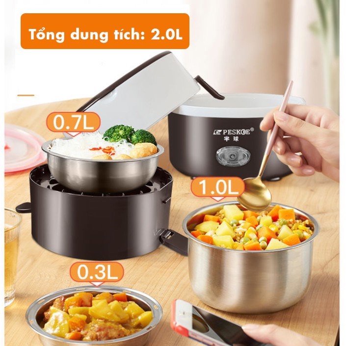 Ảnh Hộp Đựng Cơm 3 Tầng Có Lõi Hâm Nóng Cơm Đã Nấu – Kèm Túi Giữ Nhiệt  Hình Trụ Cao Cấp Chính Hãng Amalife 4