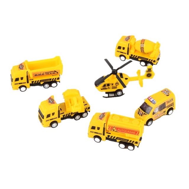 Set 6 xe ô tô mô hình mini công trình, xây dựng cho bé