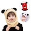 DELMER Trẻ Em Bonnet Với Khăn Mũ Cashmere Bên Trong Chống Gió Đẹp Full Face Cover Tập Đi Hoạt Hình Mũ Gấu Trúc