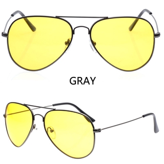 Ống kính màu vàng Tầm nhìn ban đêm Aviator Unisex Retro Kính râm thời trang Kính khung kim loại