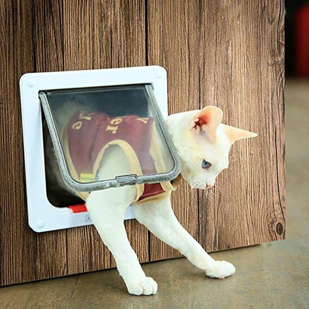 JSJJING Cửa Mèo Chống Thời Tiết Lắp Đặt Dễ Dàng Với Khóa An Ninh 4 Cách Vào Ra Chất Liệu ABS 4 Kích Cỡ Đồ Dùng Cho Thú Cưng