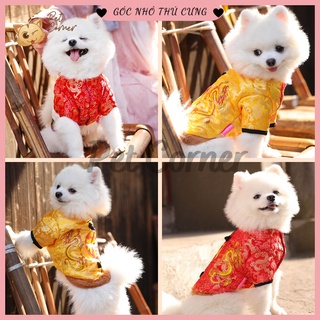 [HOT] Quần áo Tết cho chó mèo, áo dài vải gấm cho thú cưng 💖