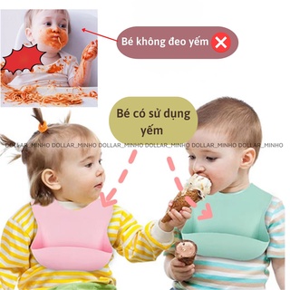 Yếm ăn dặm làm bằng silicon dành cho bé thiết kế mềm có thể gấp lại