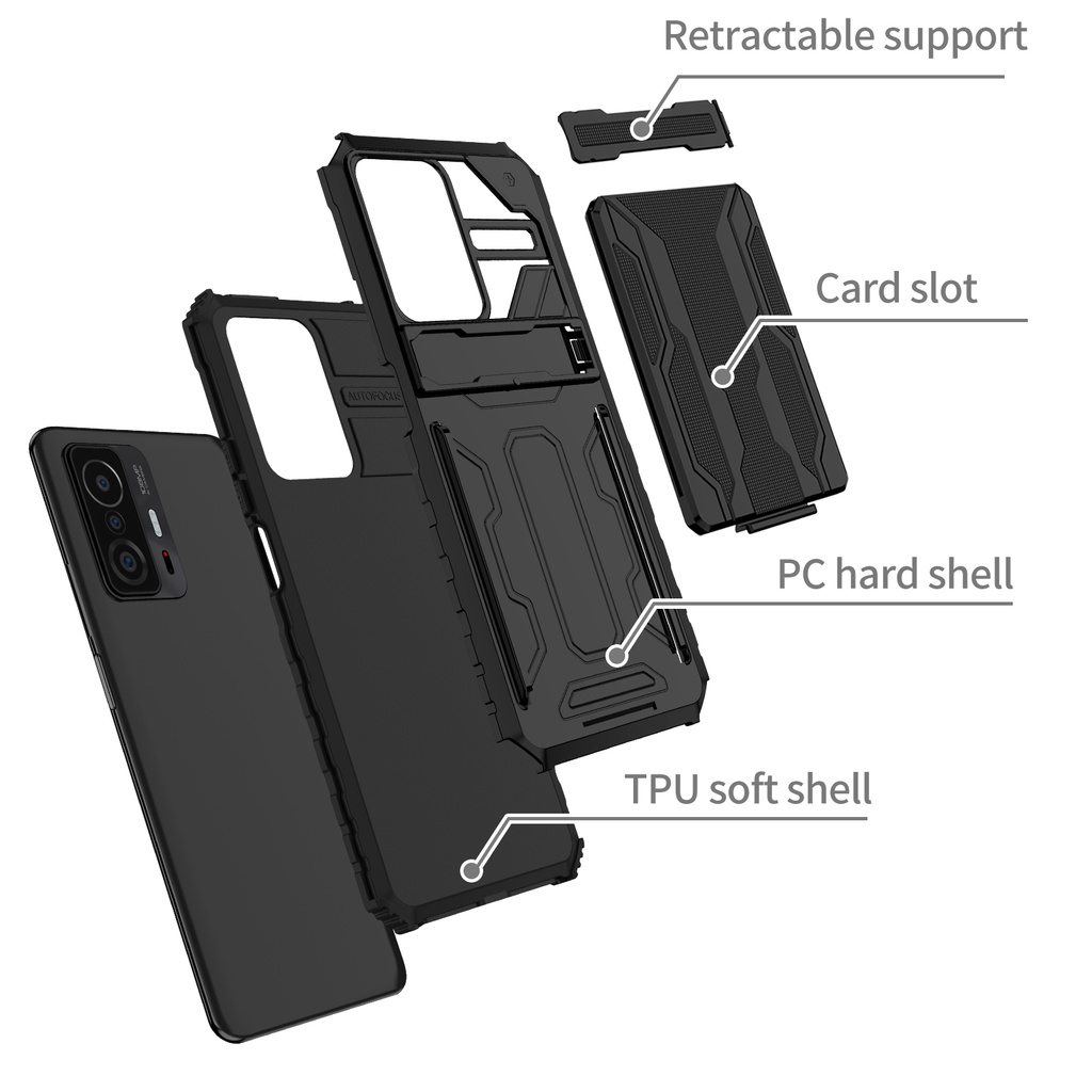 Ốp điện thoại chống sốc có ngăn đựng thẻ cho Xiaomi mi 11t 11t pro 11 lite poco x3 x3 nfc m3