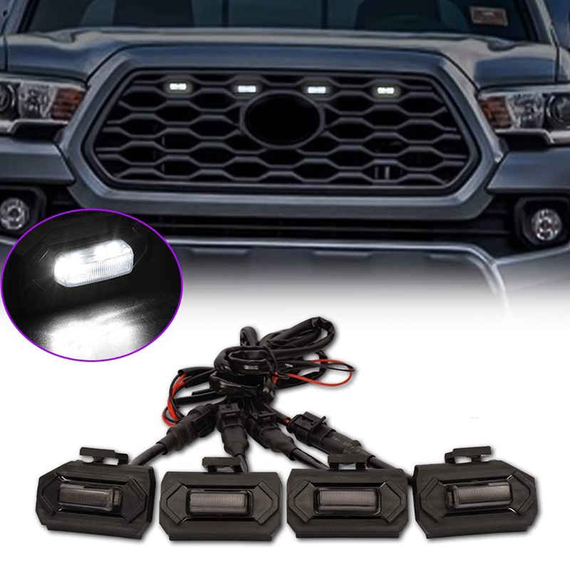 Set 4 Đèn LED Ánh Sáng Trắng Gắn Phía Trước Xe Toyota Tacoma Raptor TRD Off Road Sport 2020 2021